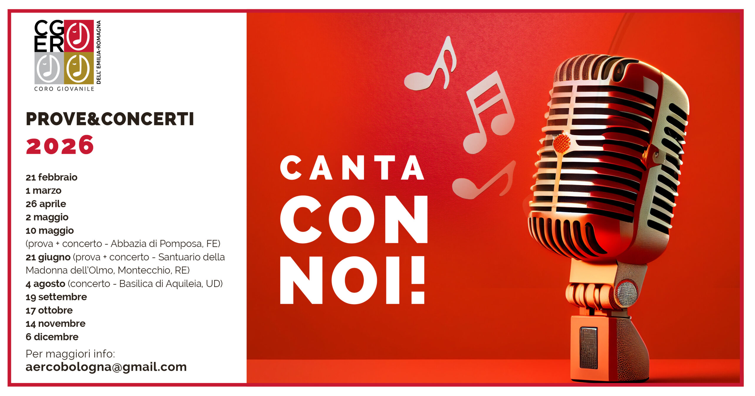 Prove coro regionale emilia romagna 2026